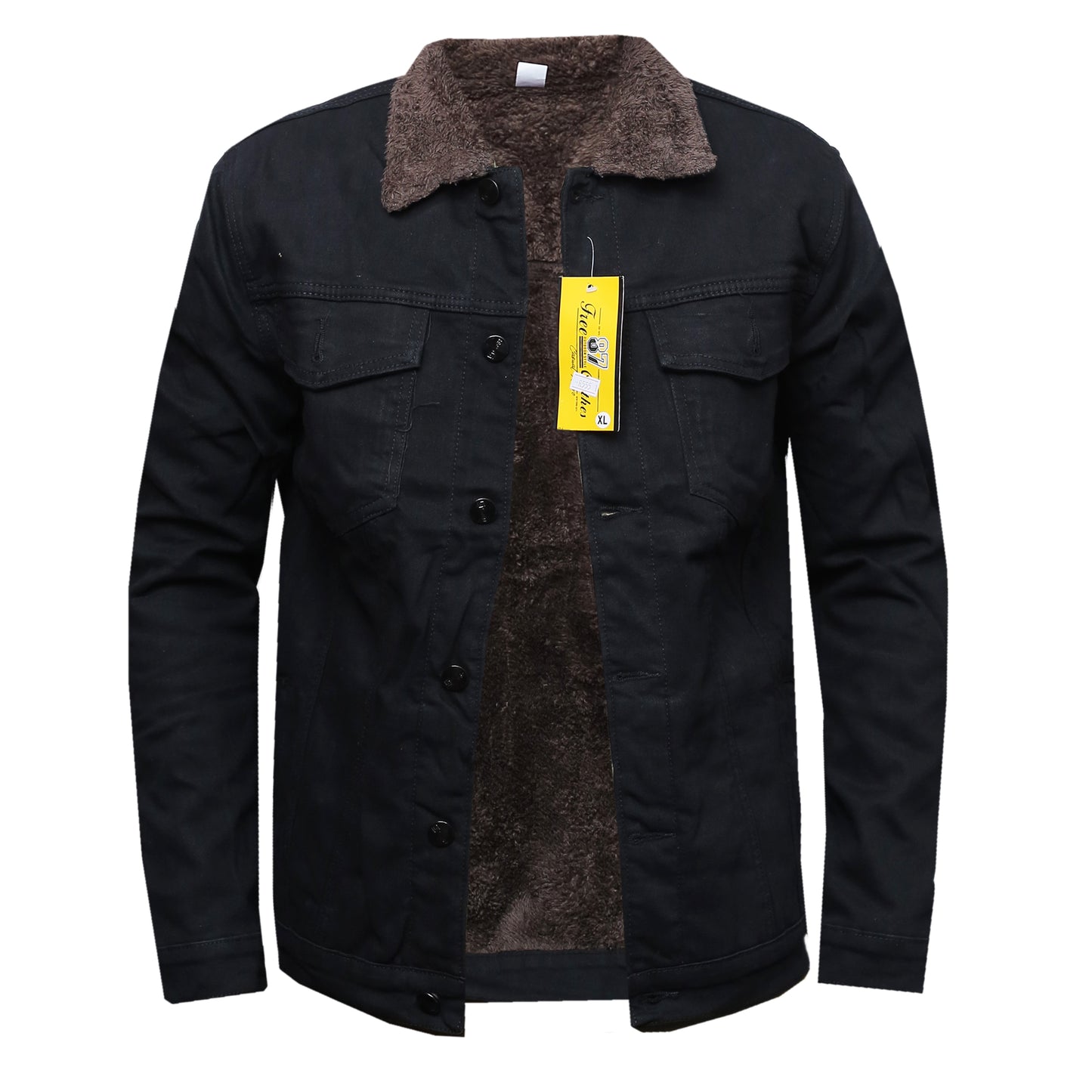 Denim Woolen Jean Jacket - Black