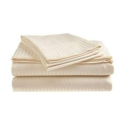 Egyptian Type Cotton Stripped Bedsheets-Beige