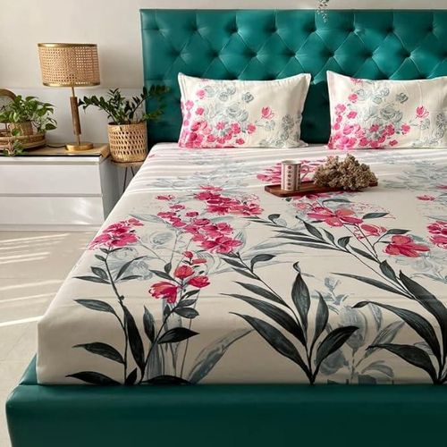 Cotton Urban Design Bedsheets + 2 Pillowcases – Multicolor Floral Print