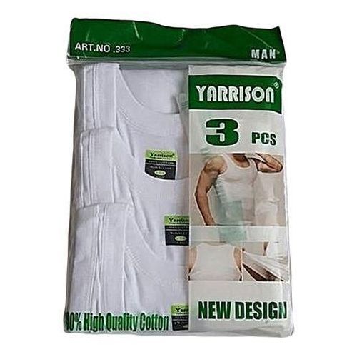 Yarrison Men's Cotton Vests 3 In 1 - White