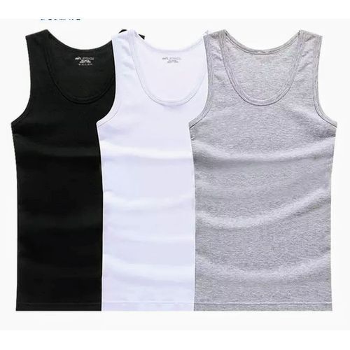 Pack Of Men's Cotton Vests - Black,Grey,White