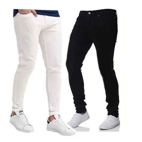 Pack Of 2 Mens Slim Denim Jeans - Black White