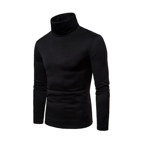Men's Slim-Fit Pull Neck Shirt - Black