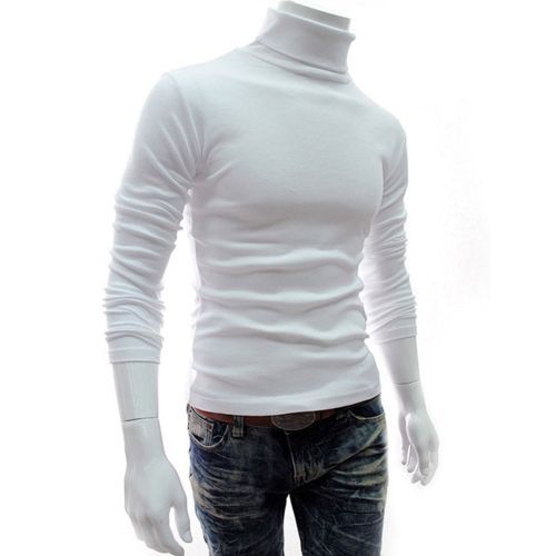 Men's Slim-Fit Pull Neck Shirt - White