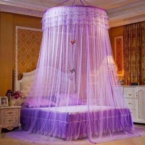Purple Round Mosquito Net For Single Bed - Purple