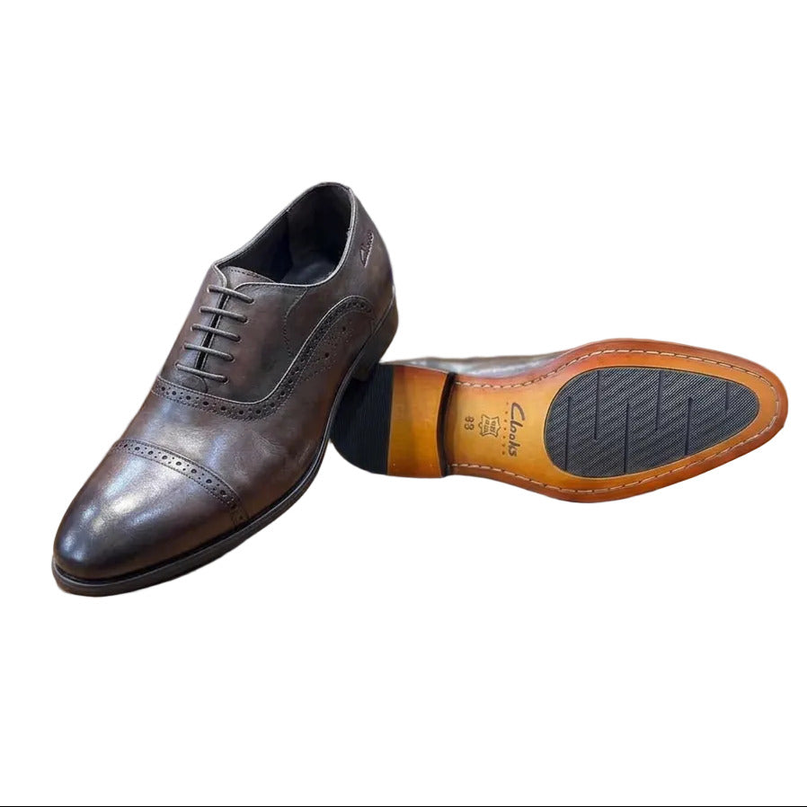 Durable Quality Lace -Up Leather Shoes-Coffee Brown
