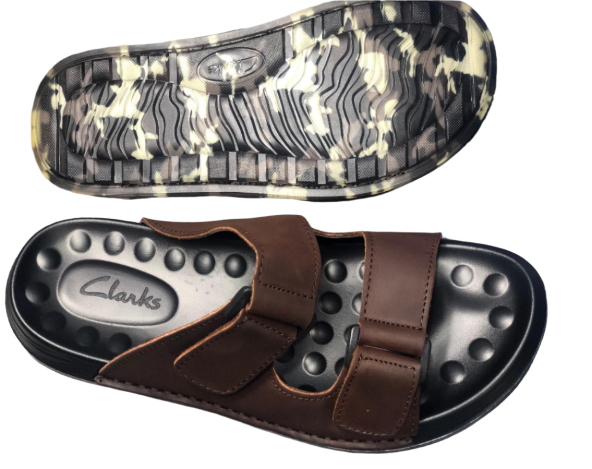 Quality Designer Leather Open Shoes-Brown