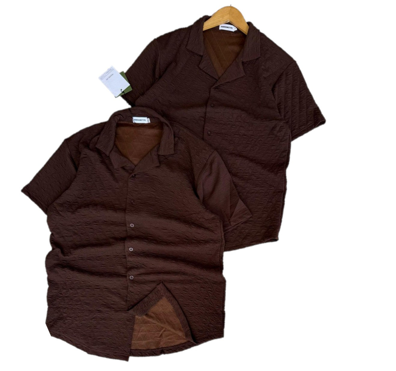 Short Sleeve Cotton Shirt-Coffee Brown