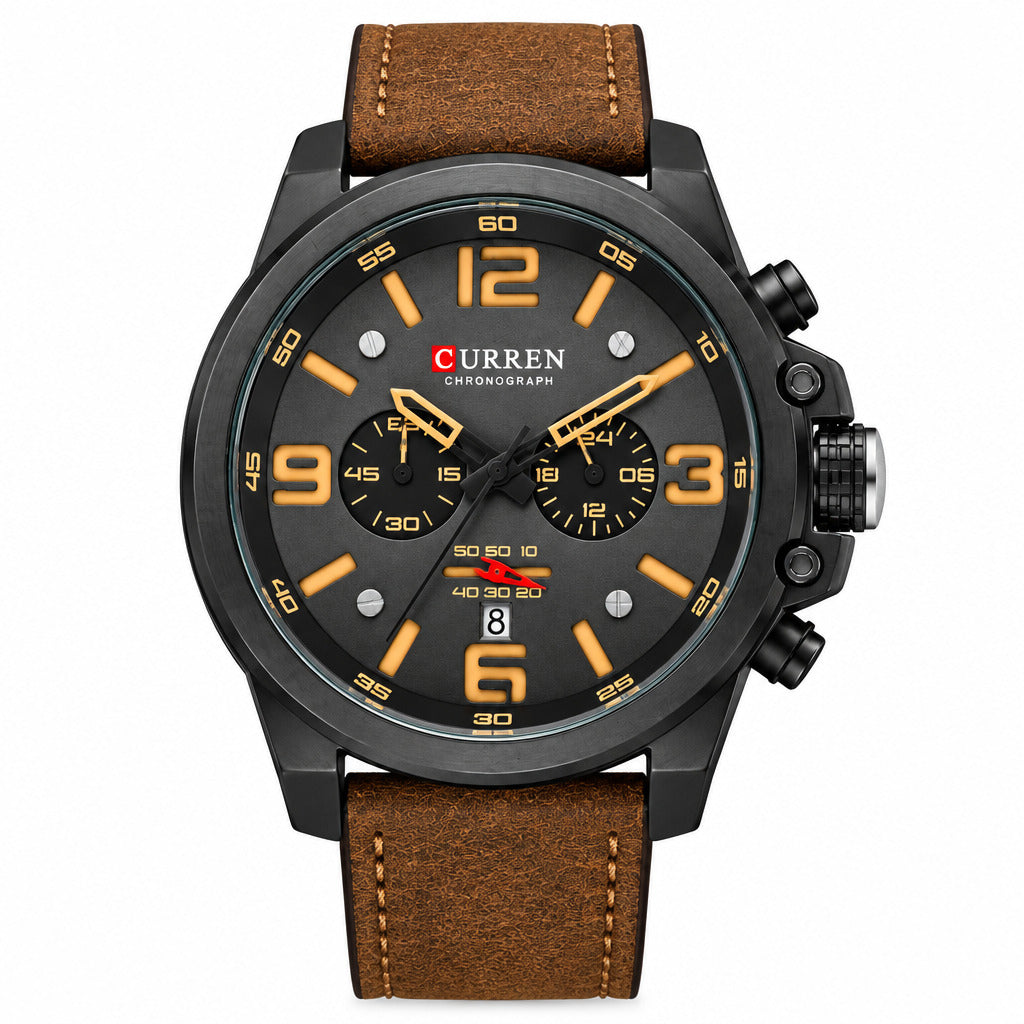 Designer Quality Leather strap Curren Watch For Men
