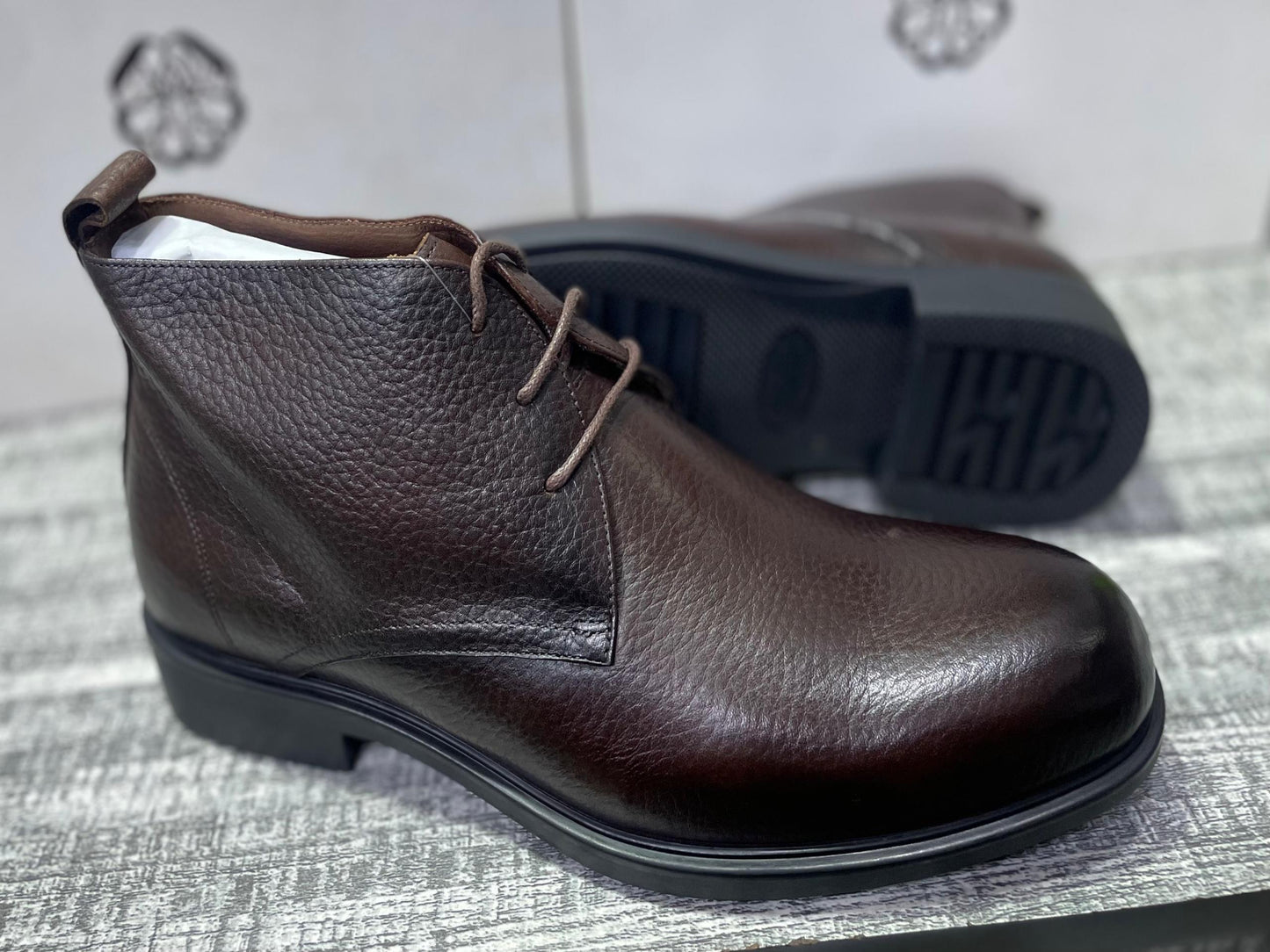 Lace Up Leather Boot-Brown