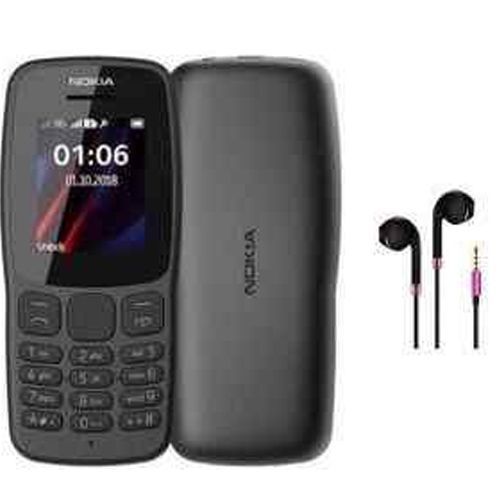 Nokia 106 1.8” 4MB RAM 4MB ROM Dual Sim Phone with Free Headsets – Black(1 YR WRTY)