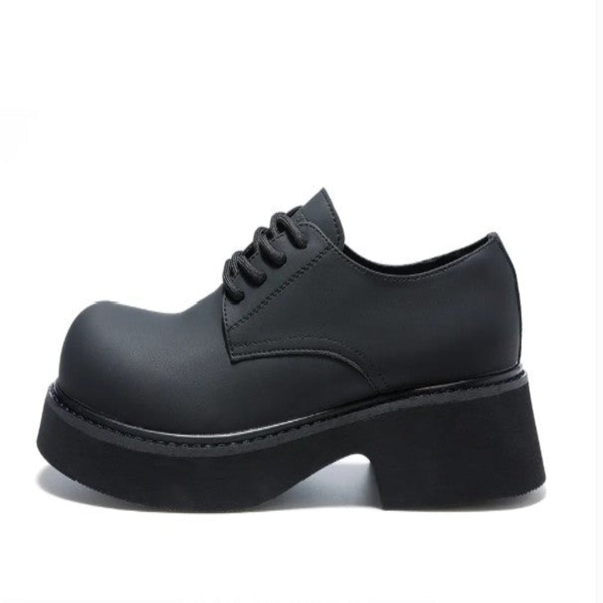 British Style Men's Lace Up Thick Sole Formal Shoes-Black