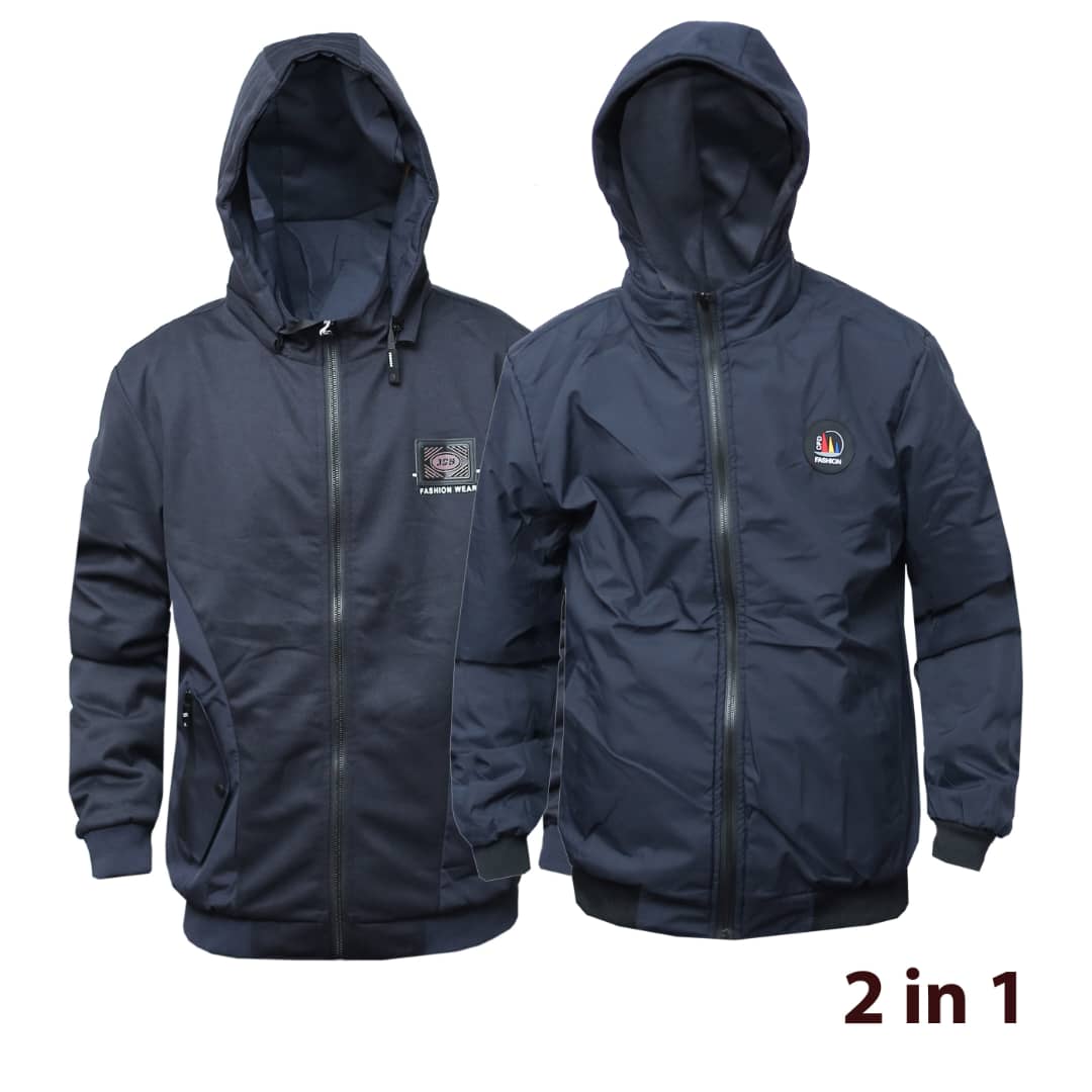 2 In 1 Detachable Hoodie Jacket-Navy Blue