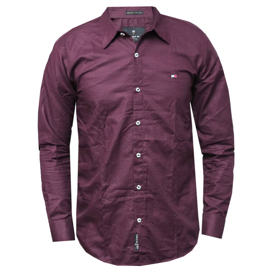 Longsleeved Formal Shirt-Maroon
