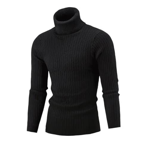 Warm Turtle Neck Sweater-Black