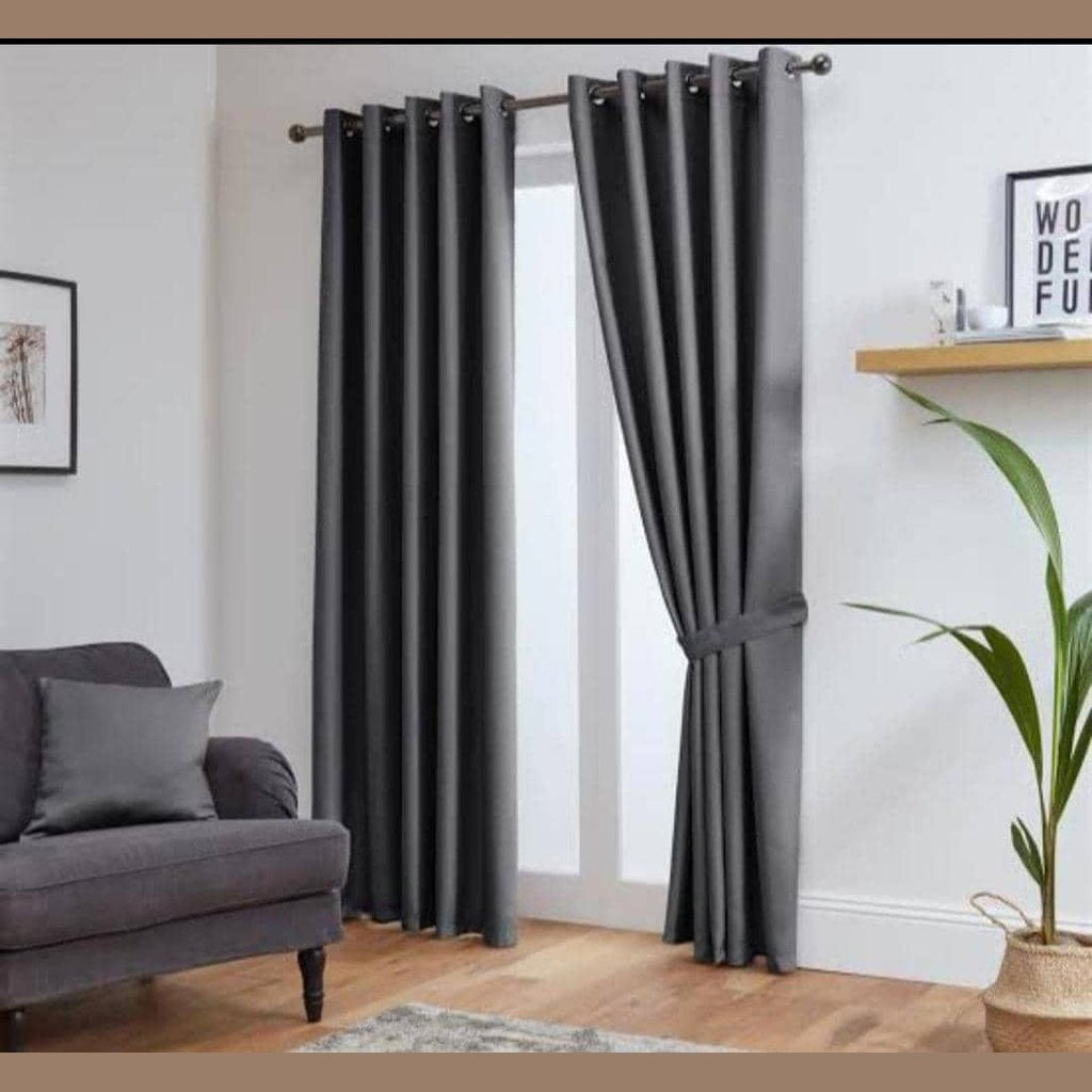 2 Piece Quality Curtains-Grey