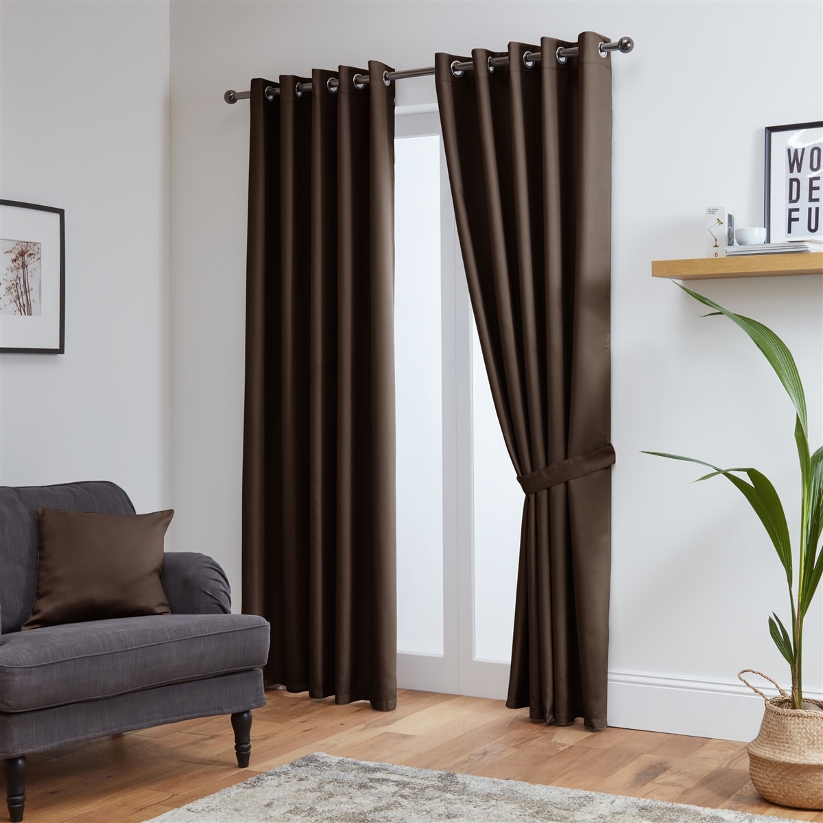 2 Piece Quality Curtains Brown