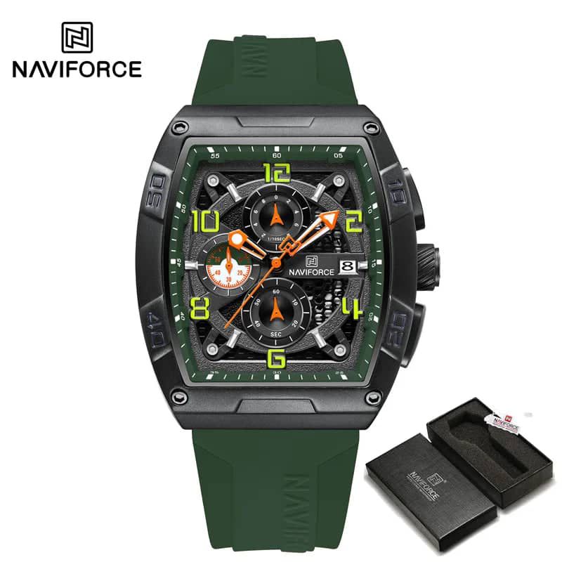 Designer Classic Naviforce Watch For Men-Green
