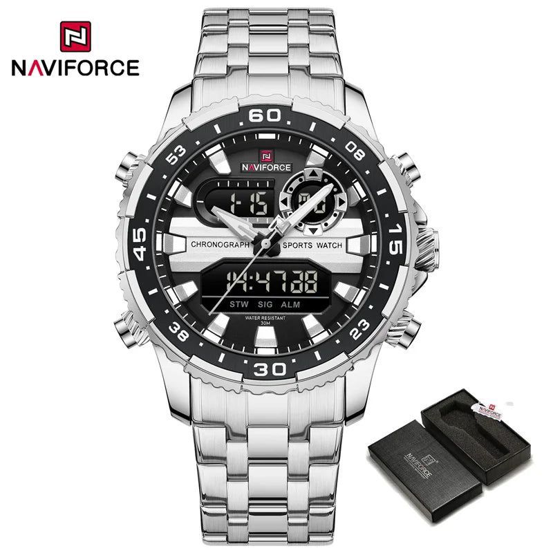 Modern Classic Naviforce Watch For Men-Silver