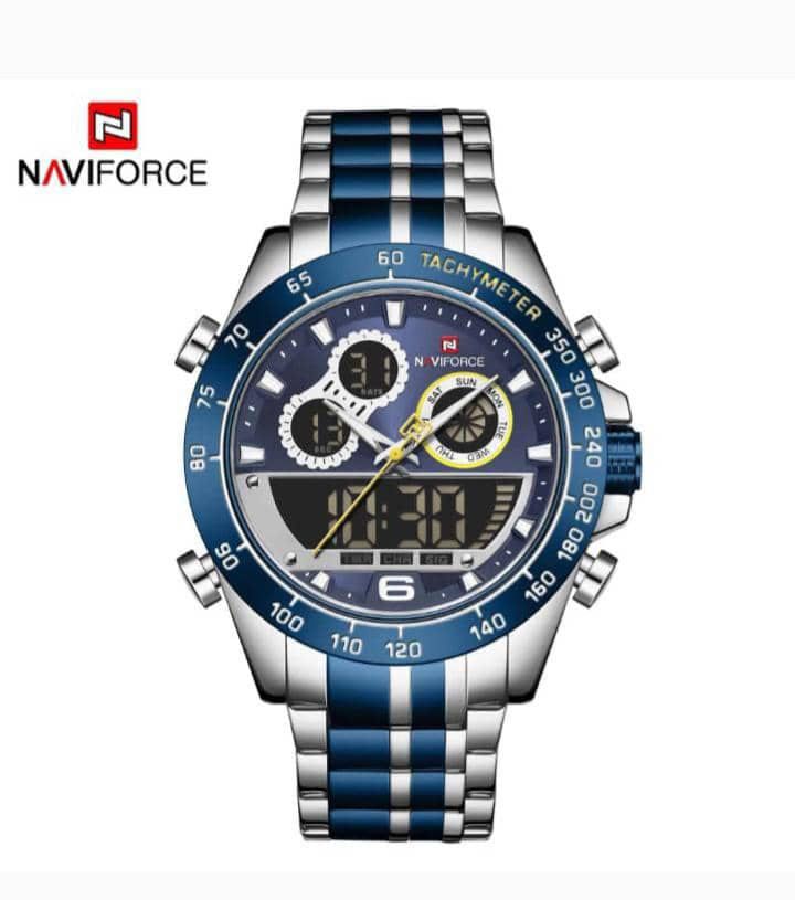 Modern Designer Naviforce Watch For Men-Blue