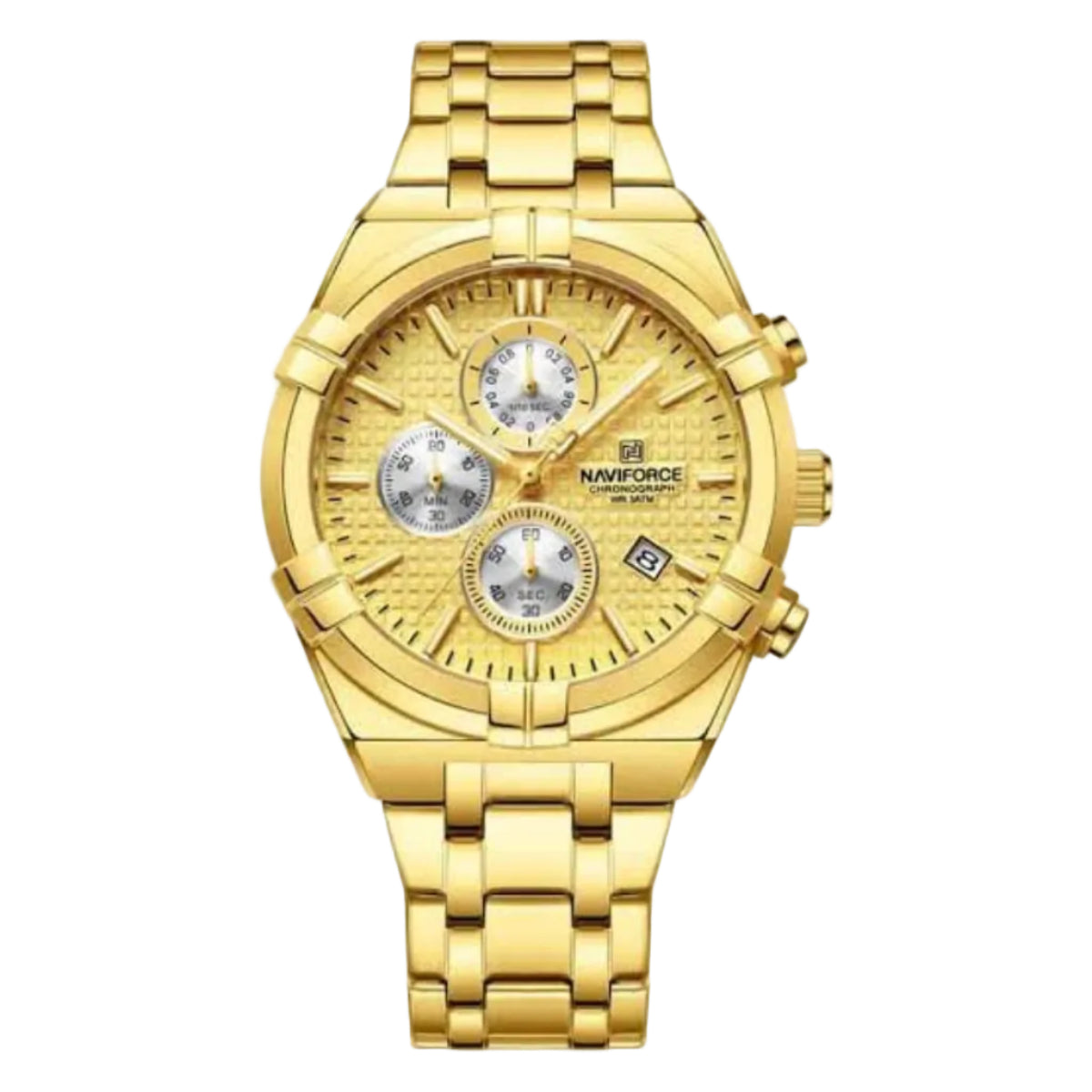 Modern Designer Naviforce Watch For Men-Gold