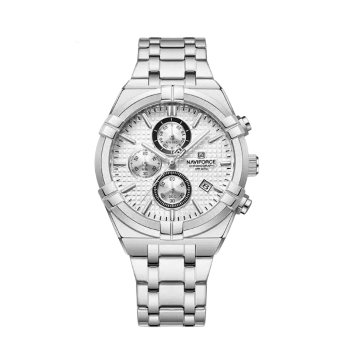 Classic Designer Naviforce Watch For Men-Silver