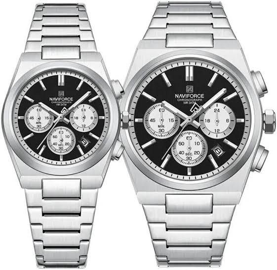 Men and Women Designer Naviforce Watch-Silver