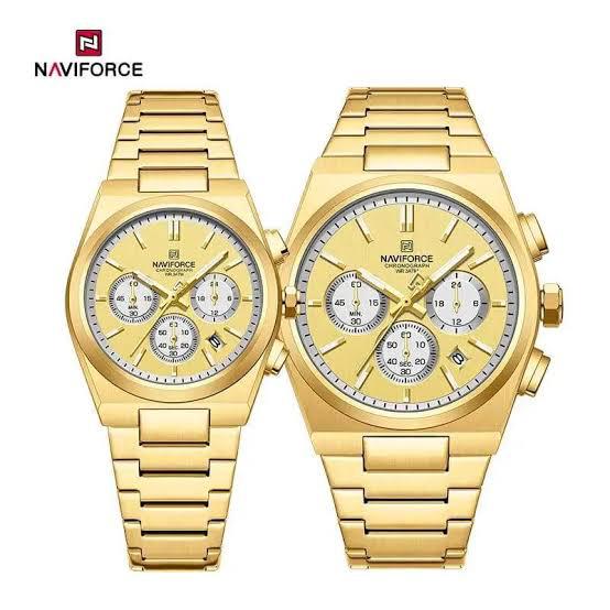 Men and Woman Designer Naviforce Watch-Gold