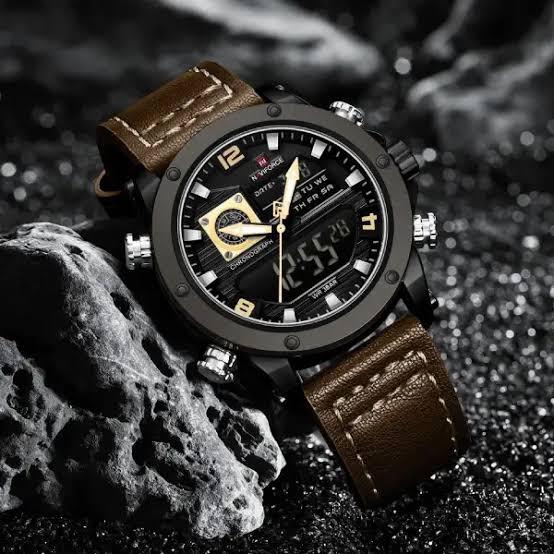 Men's Designer Naviforce Watch-Brown