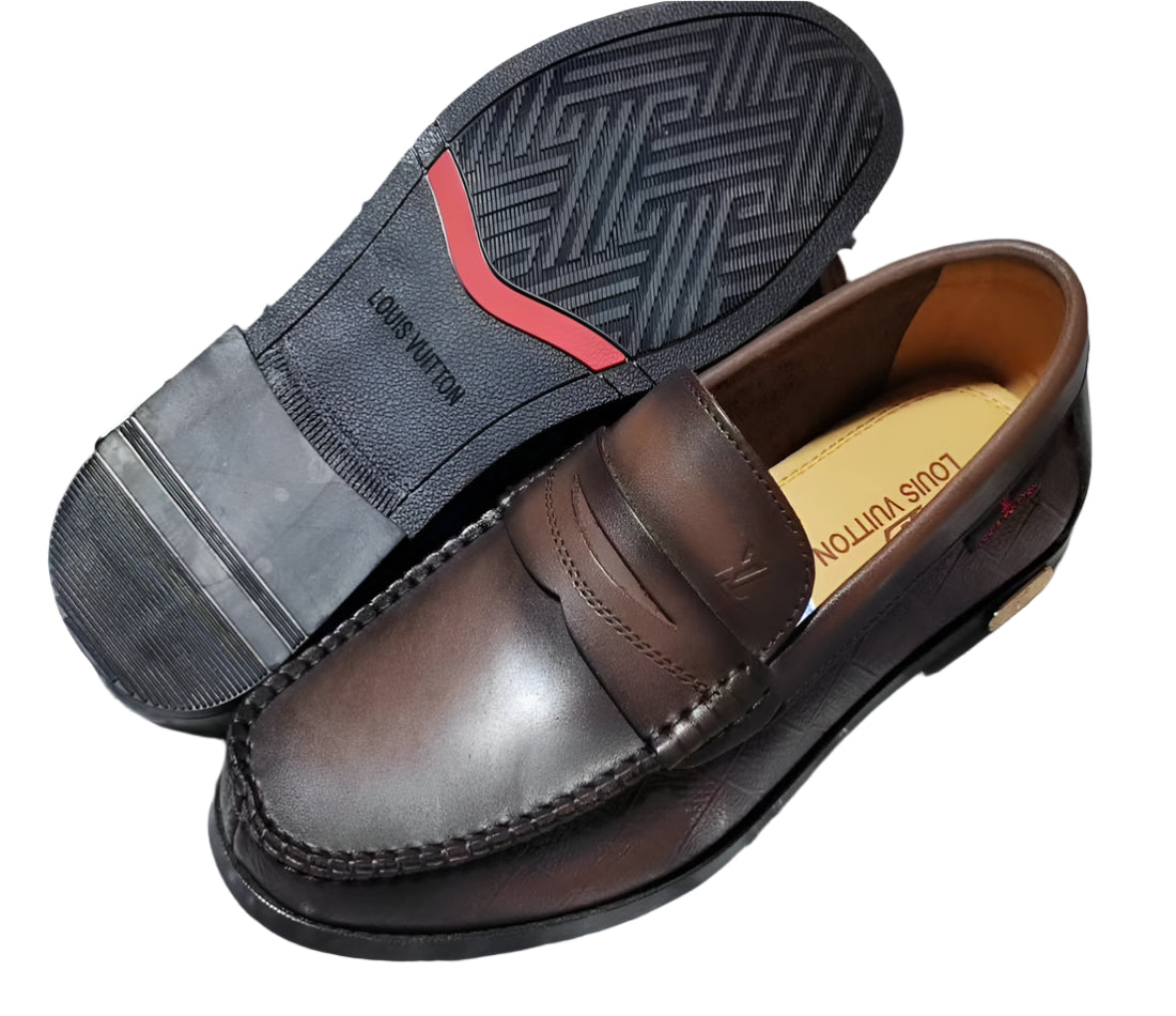 Men's Classic Designer Leather Shoes- Coffee Brown