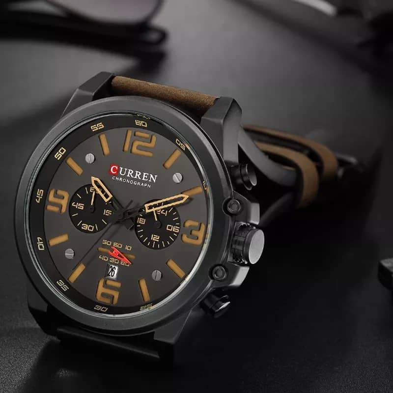 Brown Strap Curren Watch For men