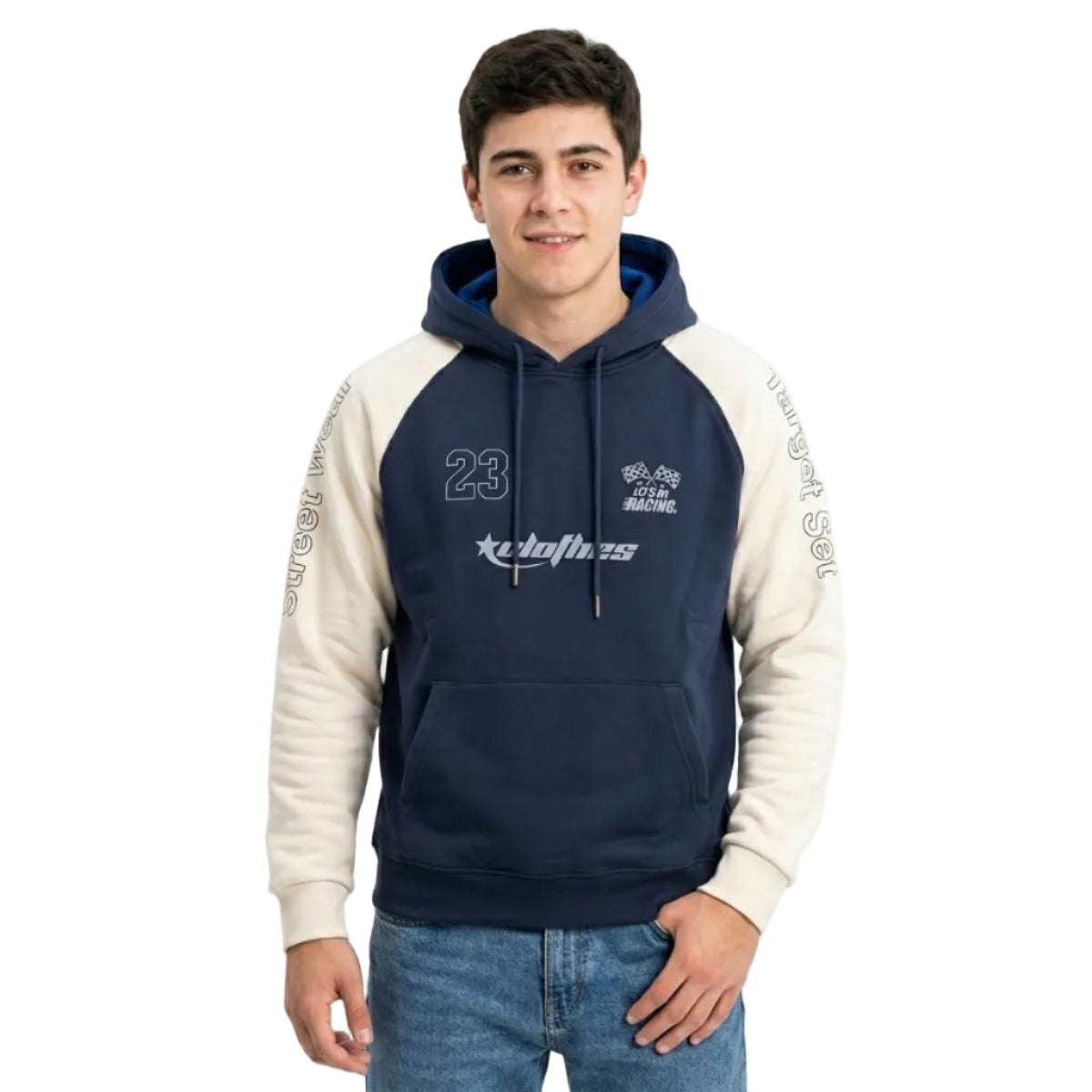 Ultimate Comfort Woolen Hoody - Blue/Cream