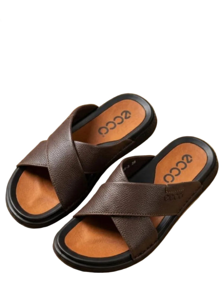 Ecco Leather Open Shoes - Brown