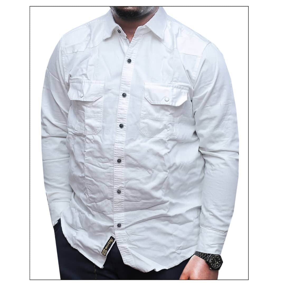 Heavyweight Denim Cotton Shirt - White