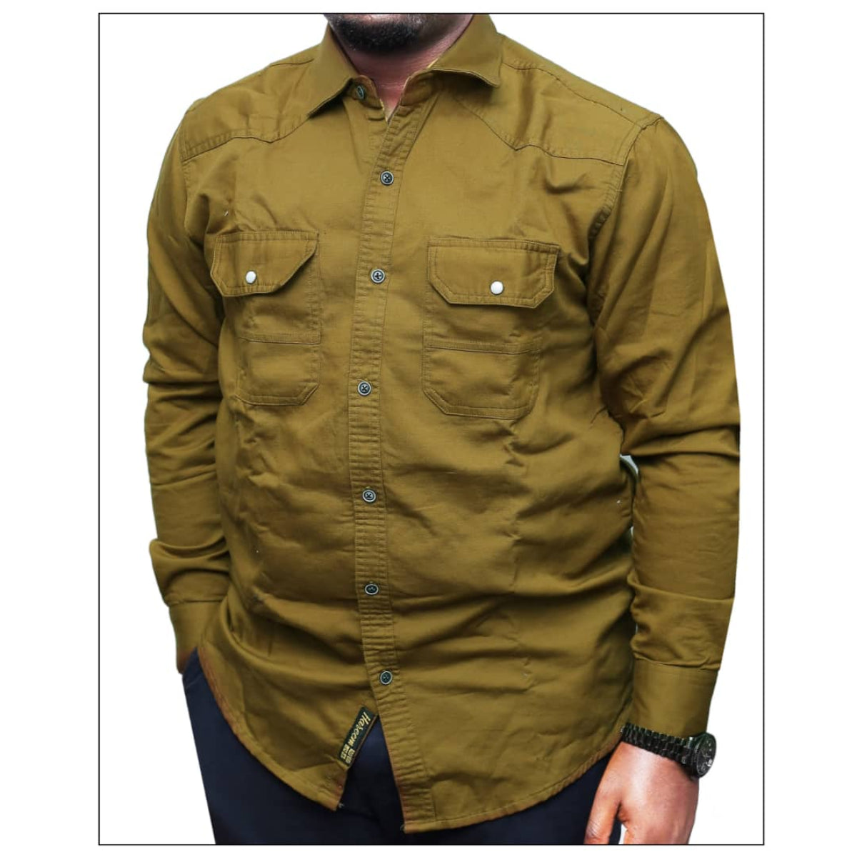 Heavyweight Denim Cotton Shirt - Light Brown