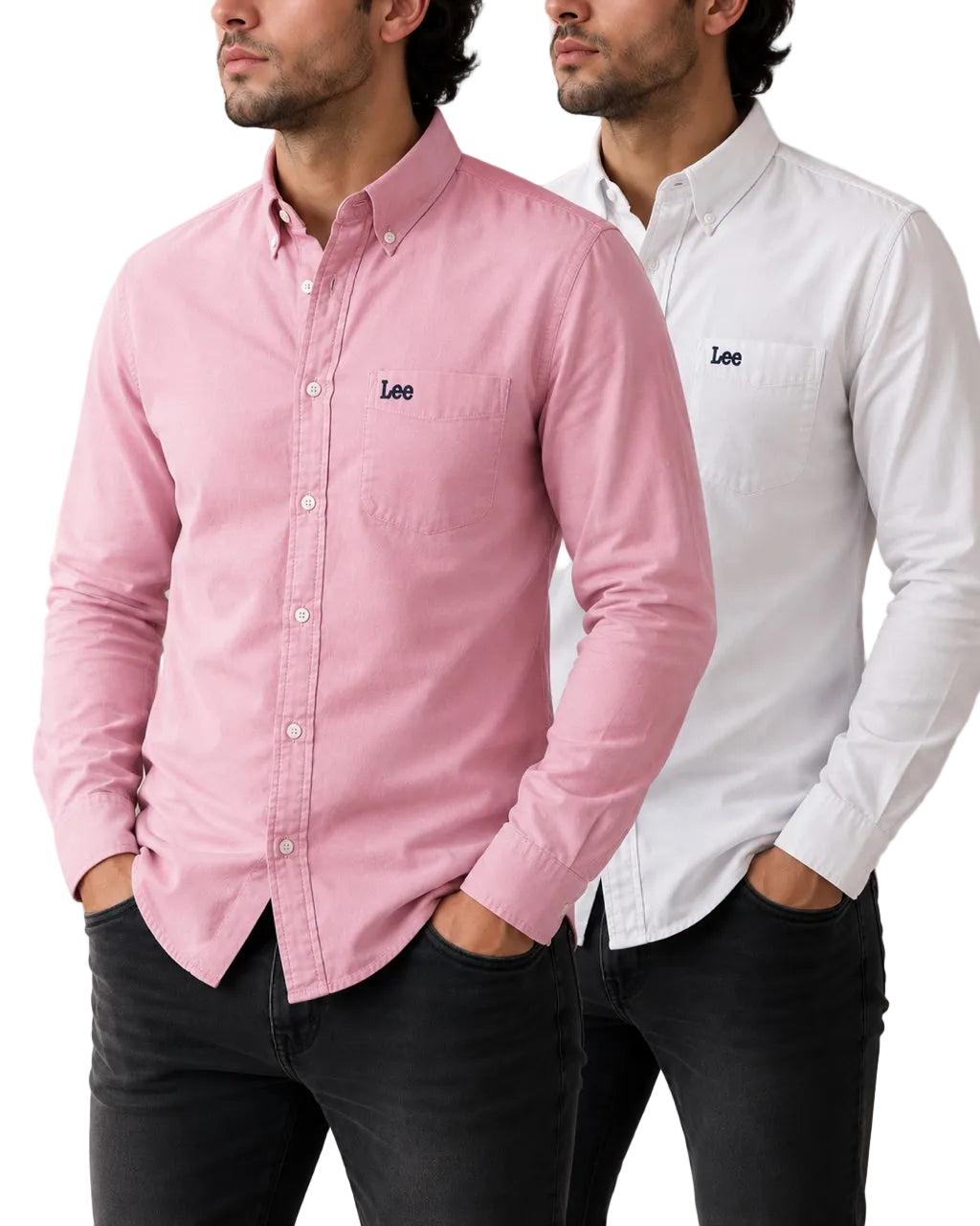 Lee Denim Cotton Shirts Pink & White