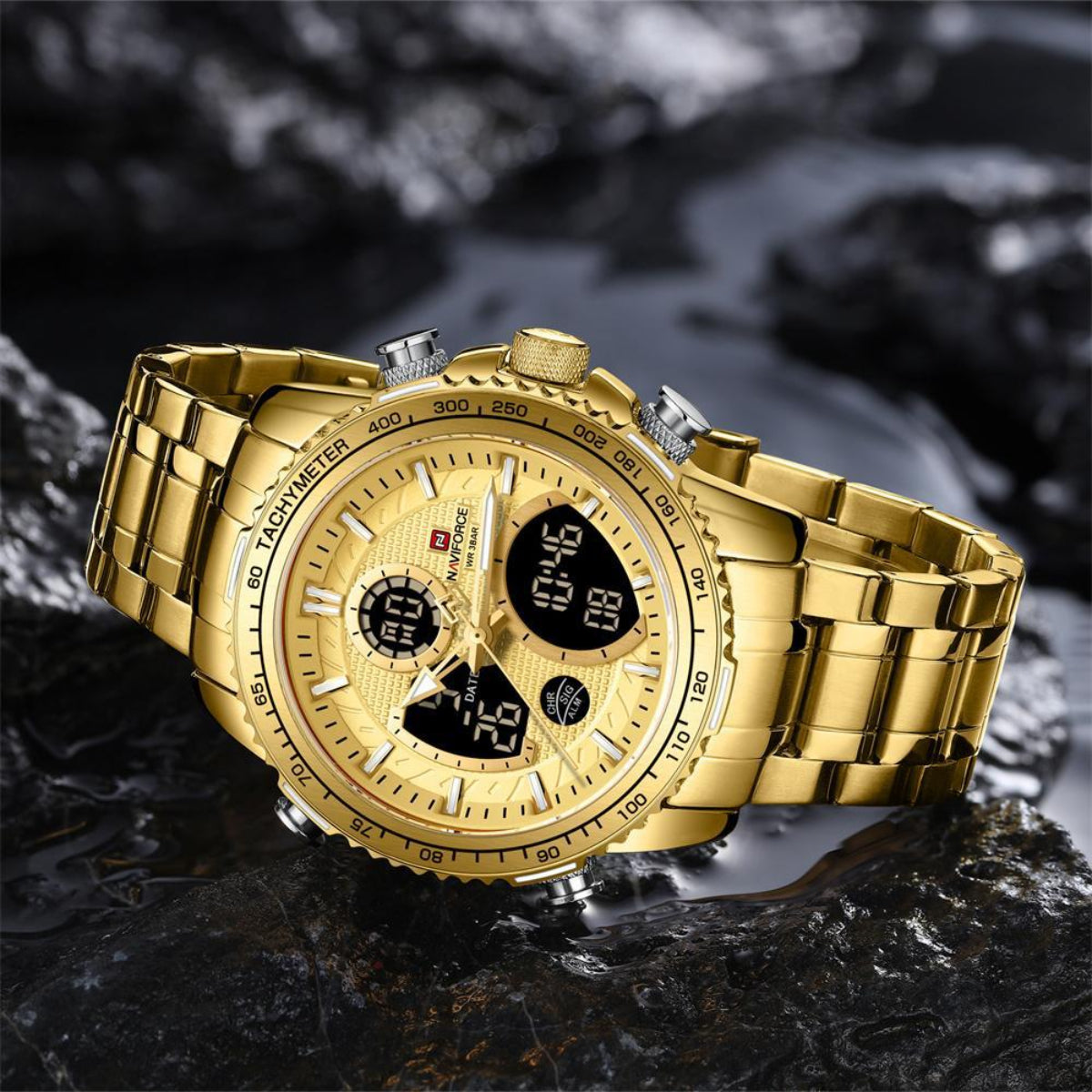 Water Resistant Naviforce Time Piece - Gold