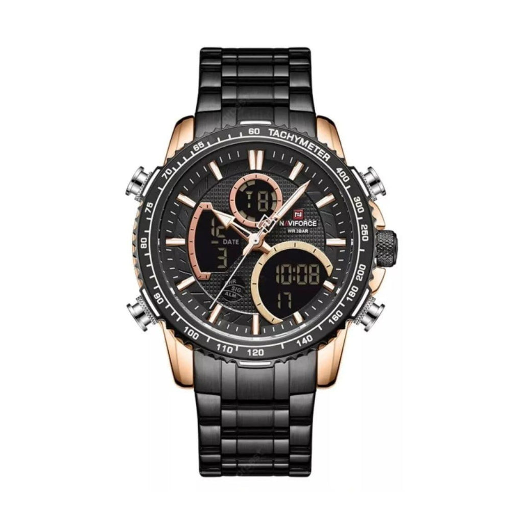 Water Resistant Naviforce Timepiece Black/Rosegold