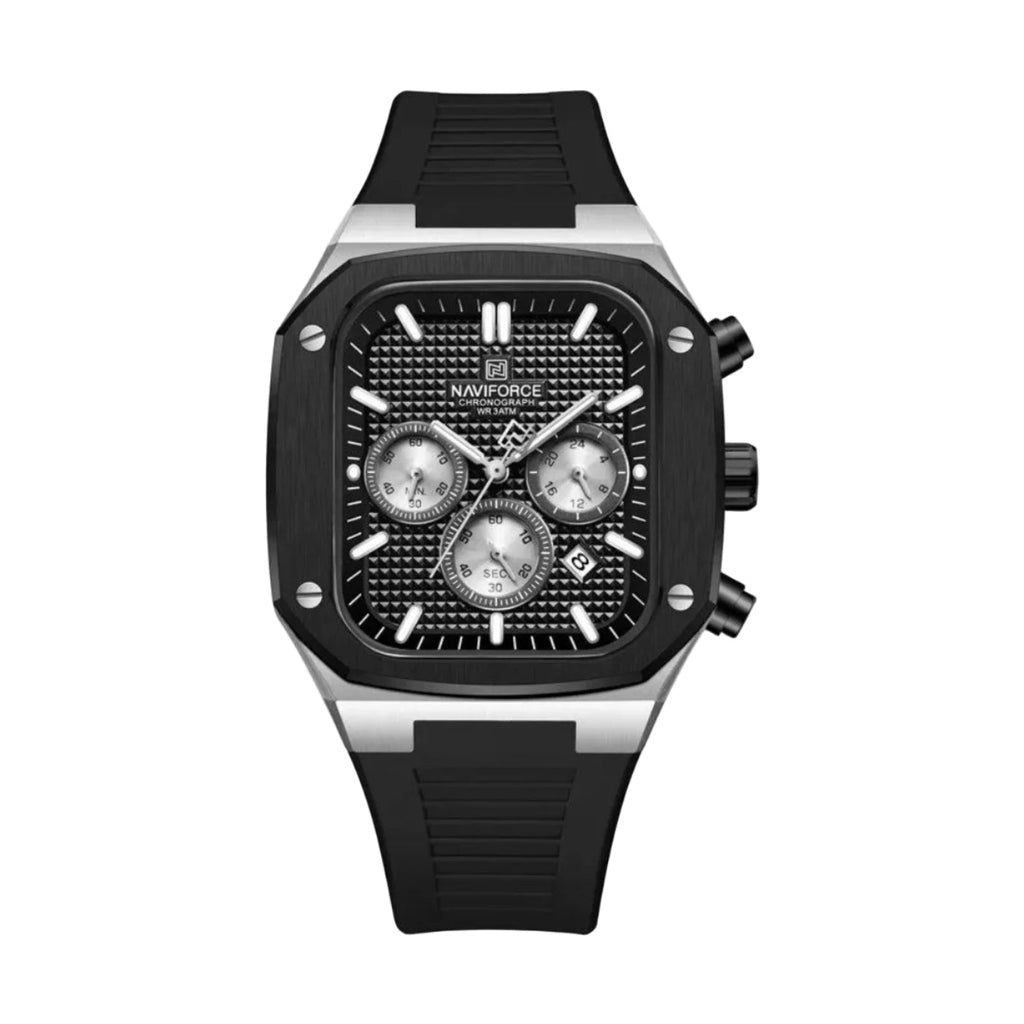 Quality Rubber Strap Naviforce Watch - Black
