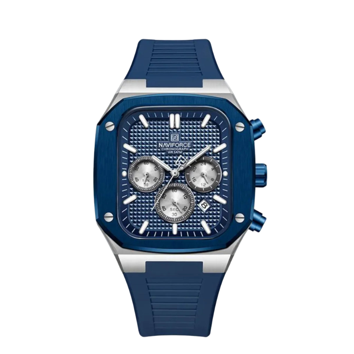 Quality Rubber Strap Naviforce Watch - Blue