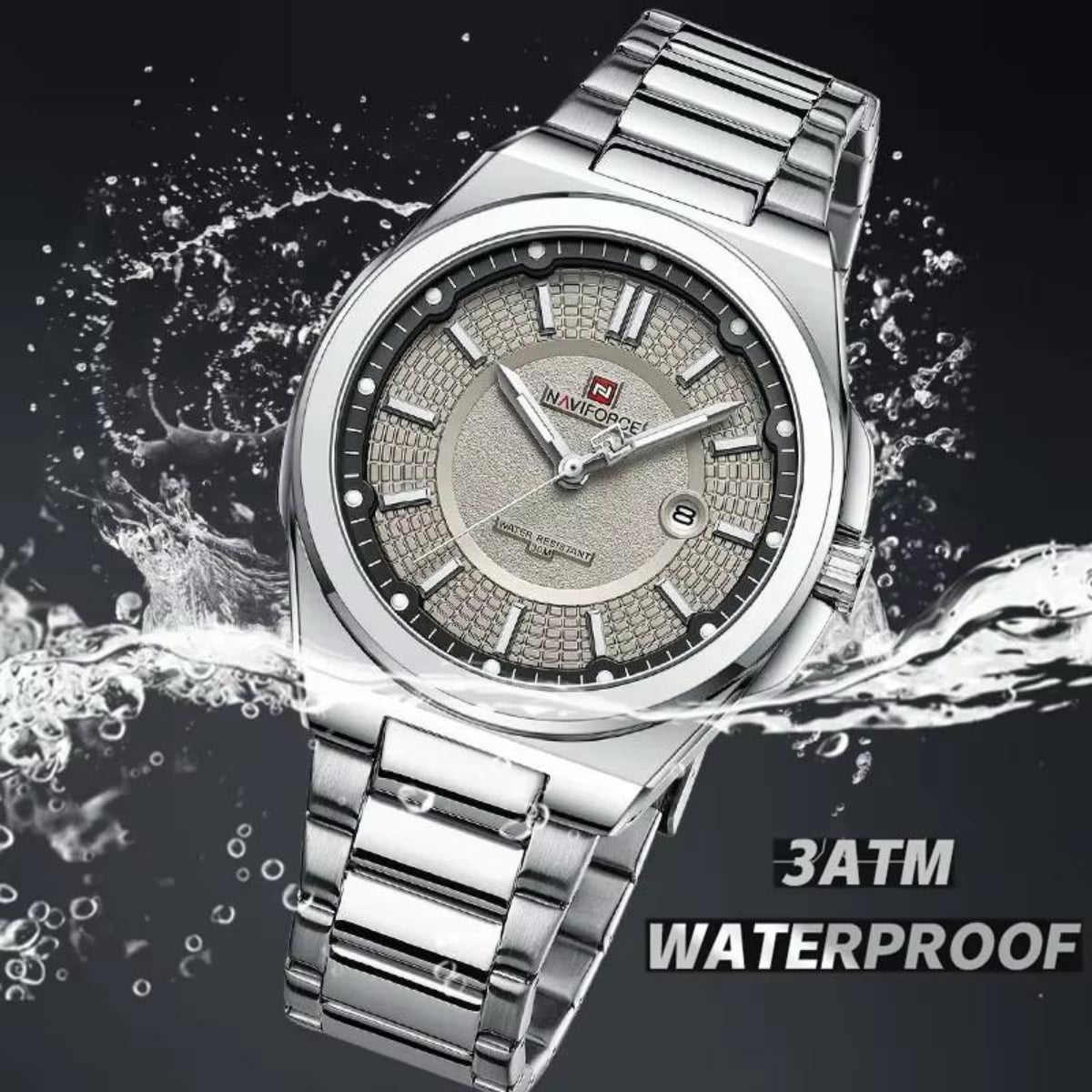 Classic Water Resistant Naviforce Watch - Silver