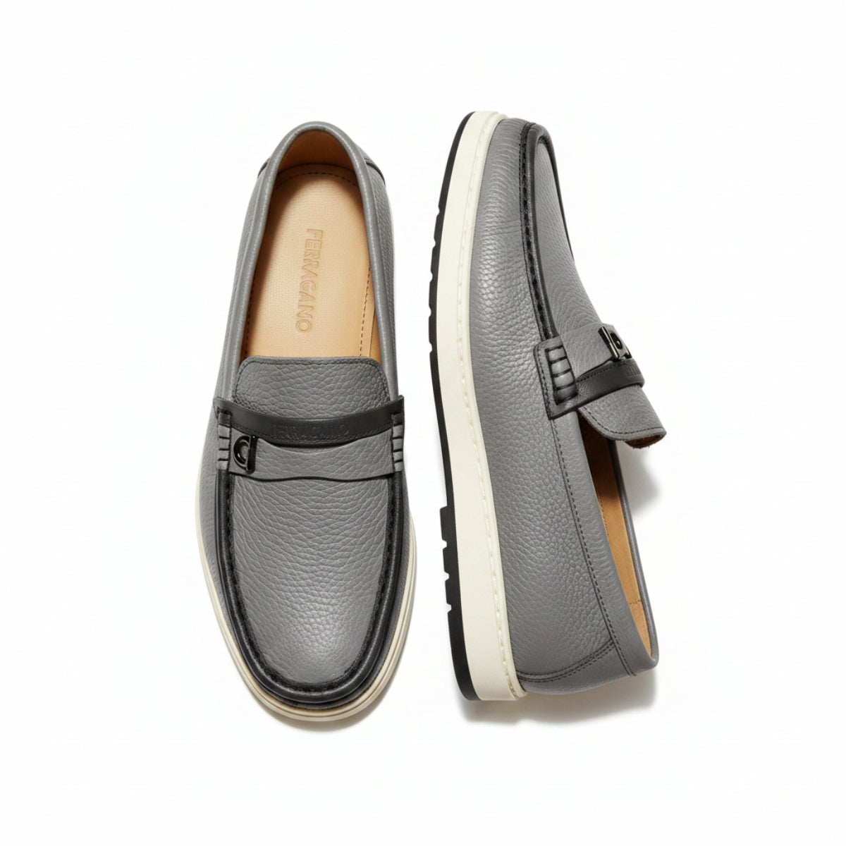Loafer Slipon Leather shoes - Grey