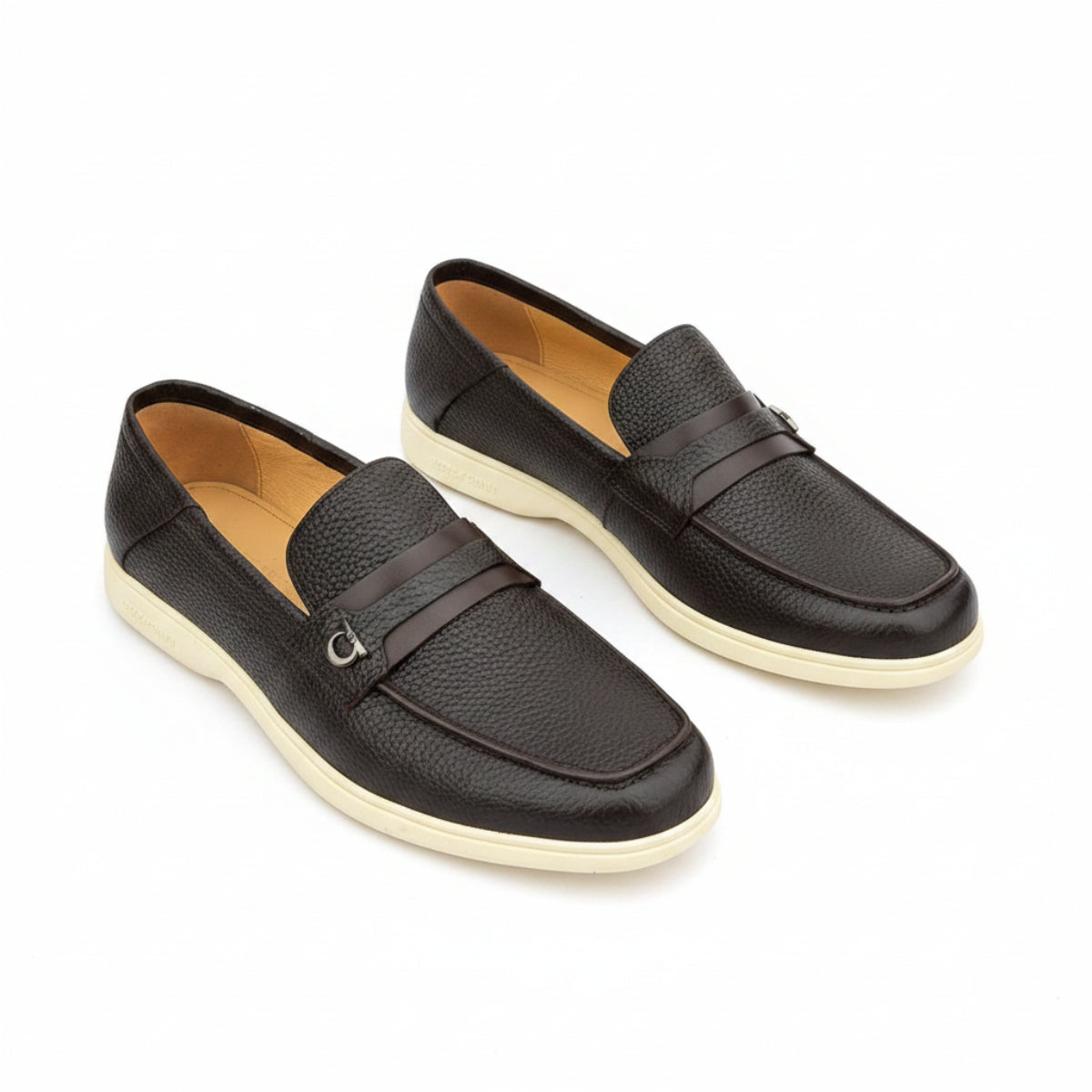 Slipon Leather Loafer Shoes - Brown