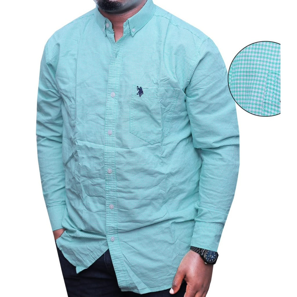 Cotton Longsleeve Pattern Shirt - Oceanblue