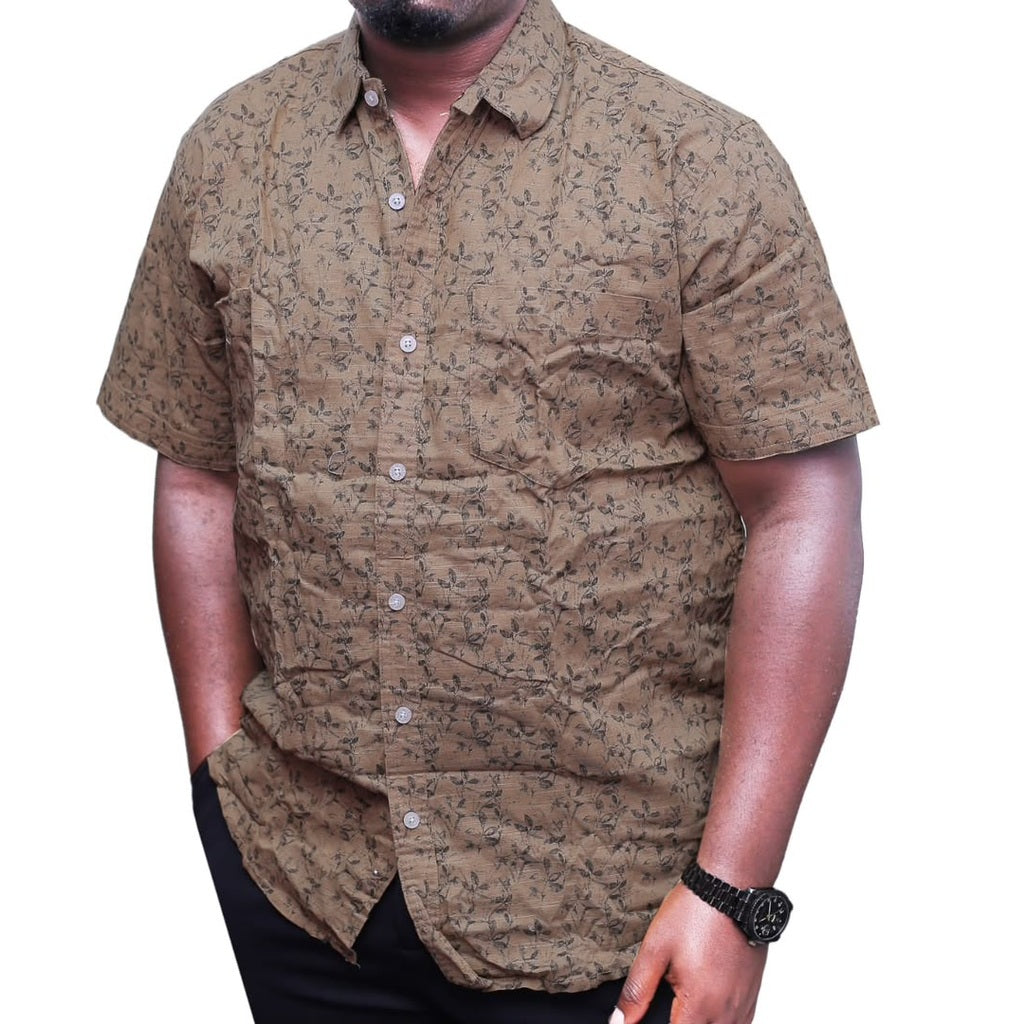 Quality Shortsleeve Floral Shirt - Brown