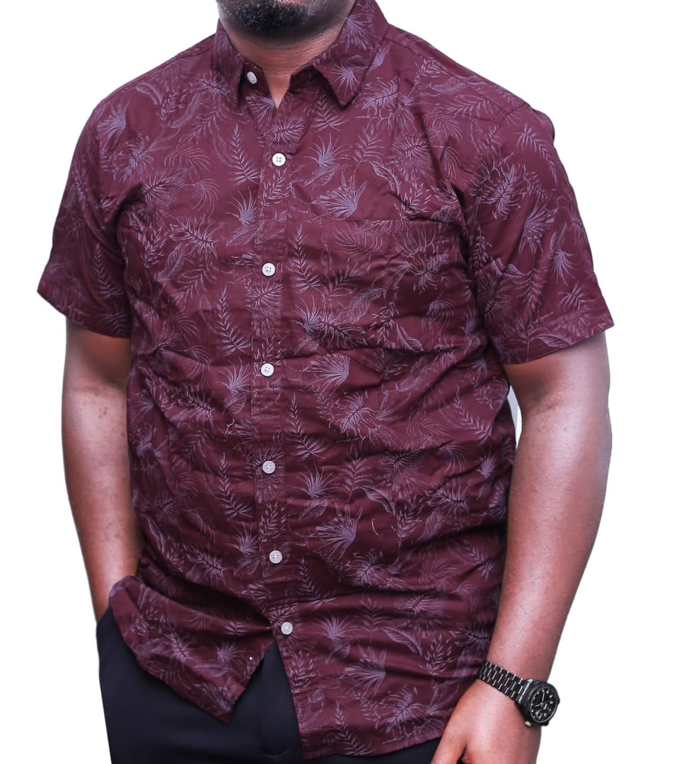 Premium Shortsleeve Floral Shirt - Maroon