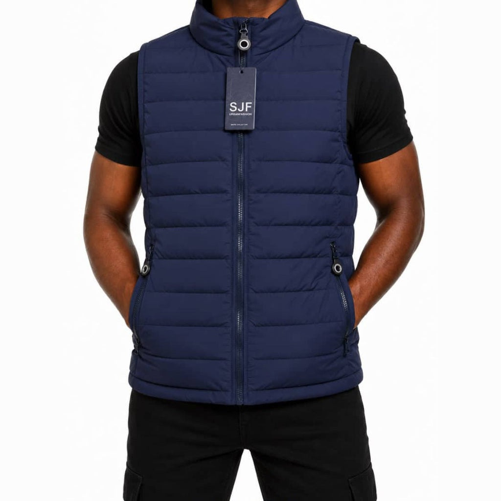 Quilted Puffer Armless Jacket - Navyblue