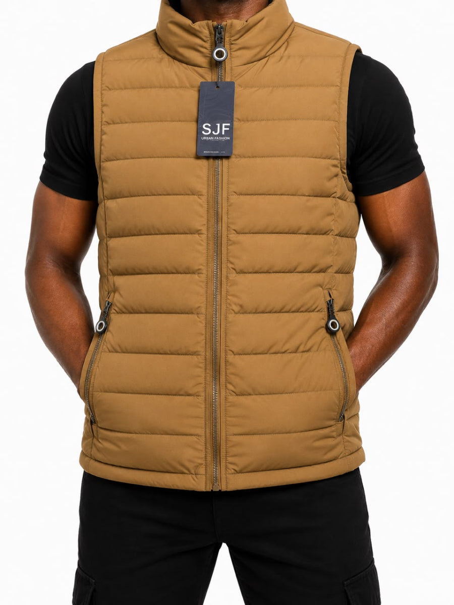 Armless Puffer Jacket - Brown