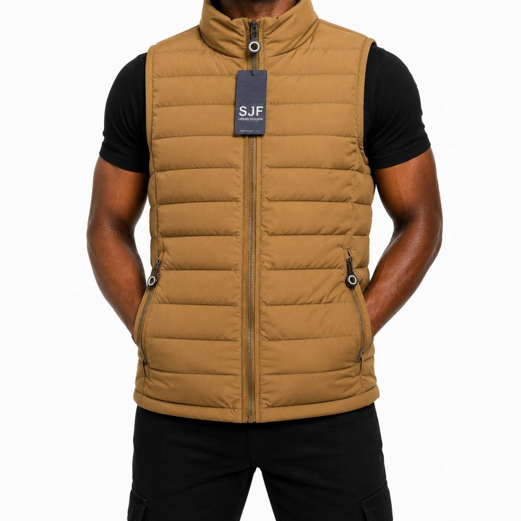 Armless Puffer Jacket - Brown