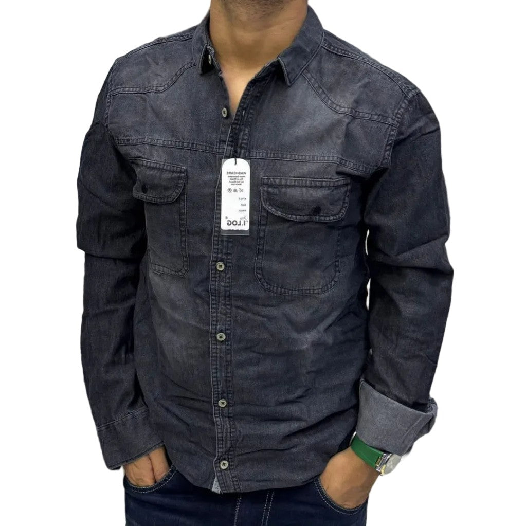 Denim Jean Shirt - Black